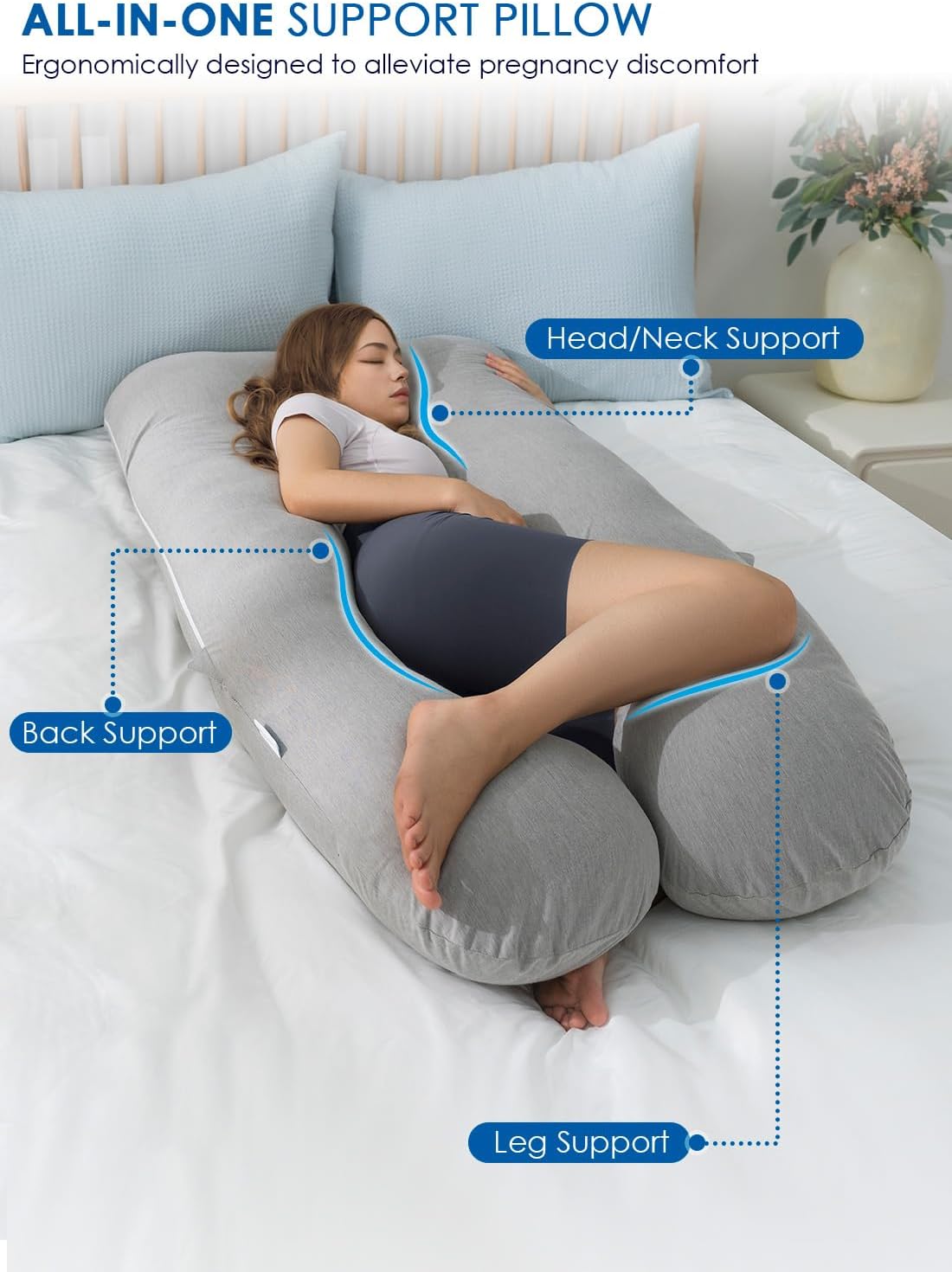 Cooling Maternity Pillow for Sleeping U Shaped Body Pillow for Pregnant Support