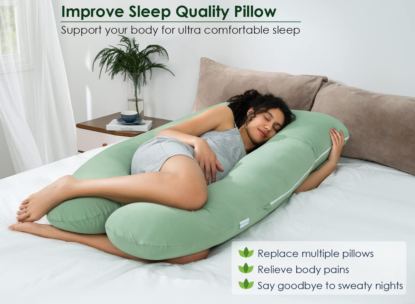 Cooling Maternity Pillow for Sleeping U Shaped Body Pillow for Pregnant Support